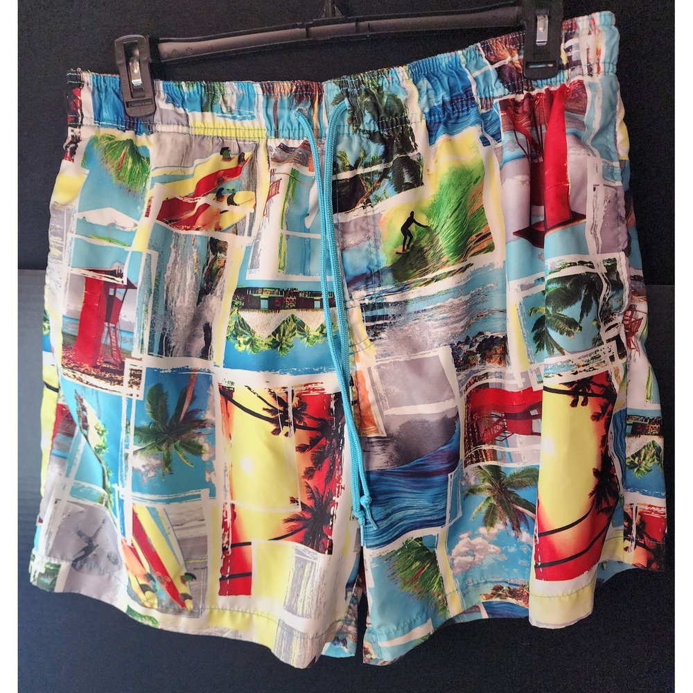 Islander Swimsuit Men's Size XL All Over Print Tropical Surf Shorts C4